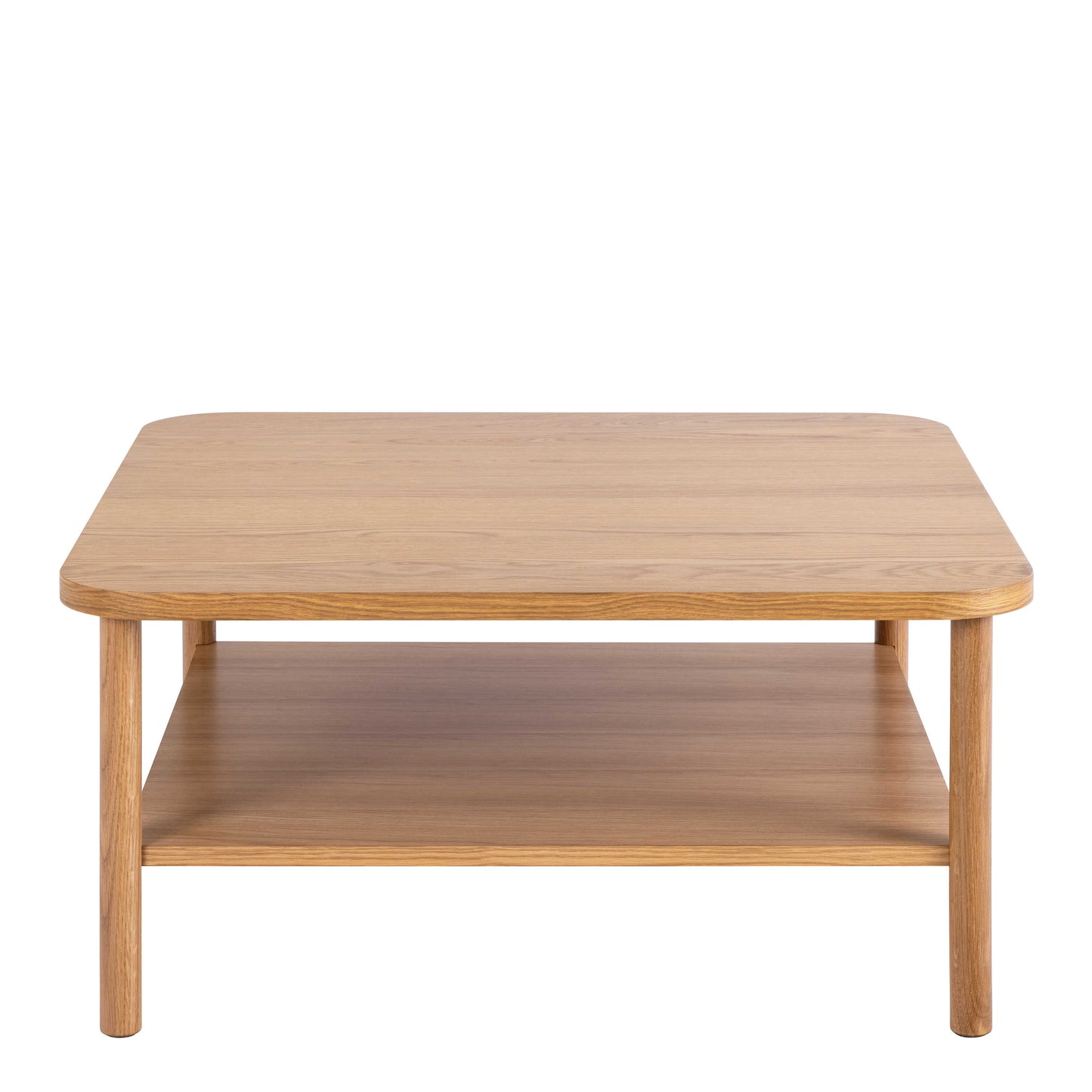 Bermudas Natural Oak Wood Square Coffee Table Bottom Shelf