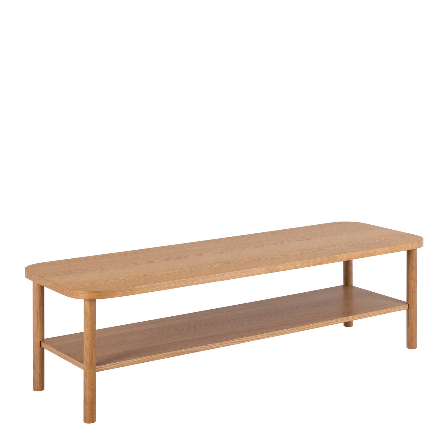 Bermudas Natural Oak Wood Rectangular Coffee Table Bottom Shelf