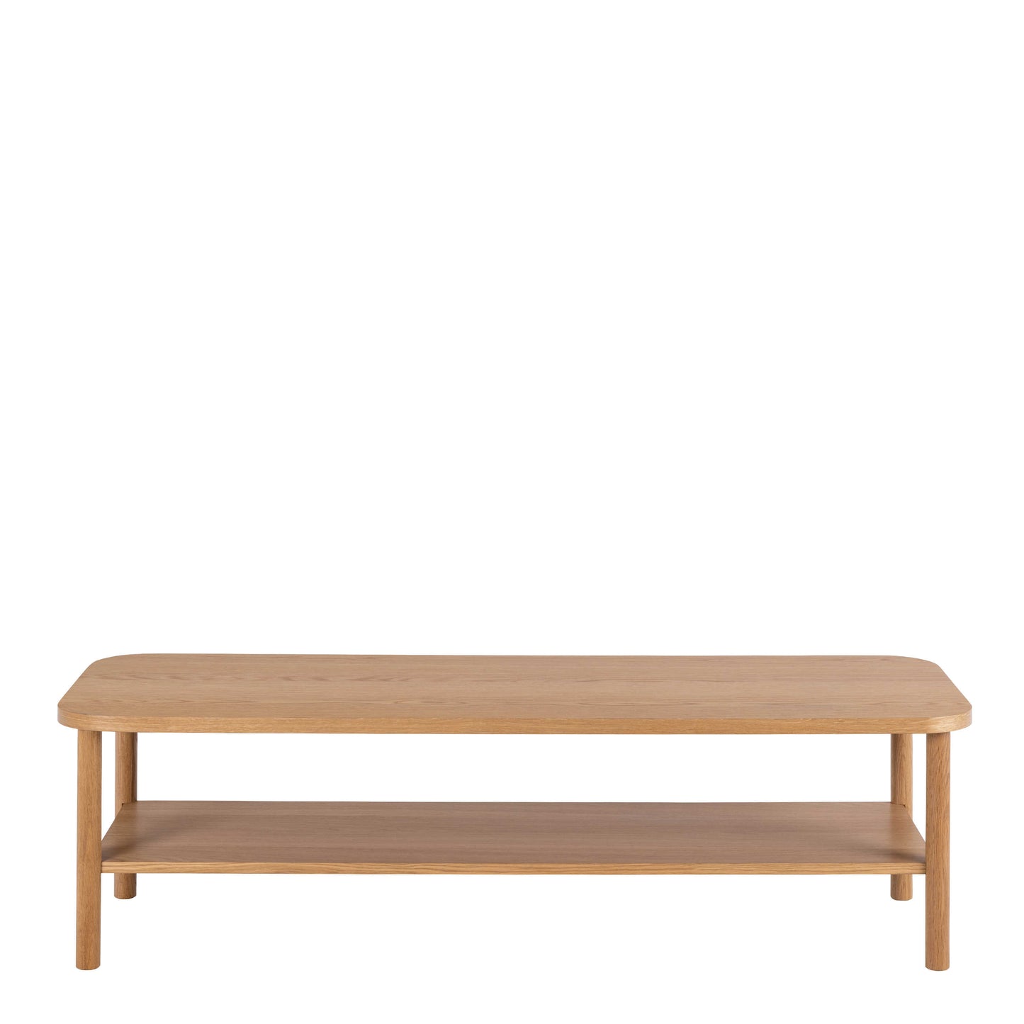 Bermudas Natural Oak Wood Rectangular Coffee Table Bottom Shelf