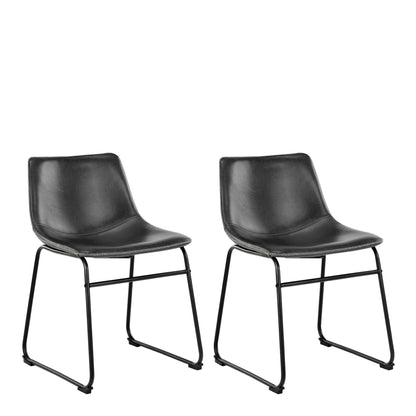 Set of 2 Bogense Black Faux Leather Dining Chairs Cream Stitching