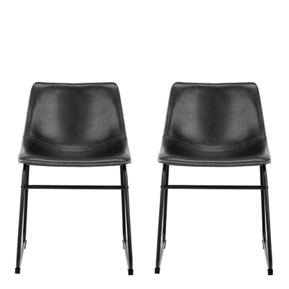 Set of 2 Bogense Black Faux Leather Dining Chairs Cream Stitching