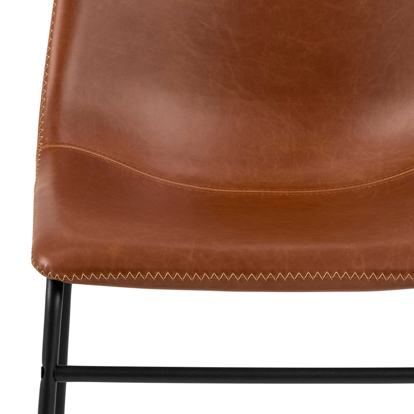 Set of 2 Bogense Tan Brown Faux Leather Dining Chairs Cream Stitching