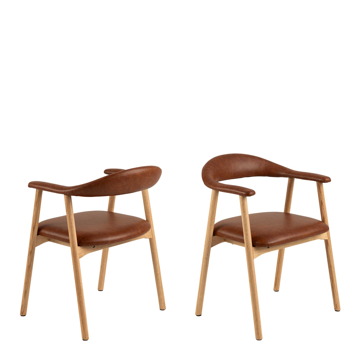 Set of 2 Melbourne Brown Faux Leather Dining Chair With Armrest