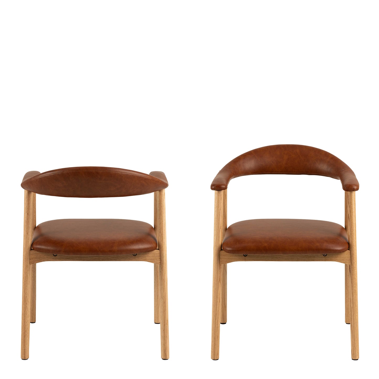Set of 2 Melbourne Brown Faux Leather Dining Chair With Armrest