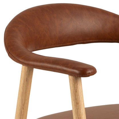 Set of 2 Melbourne Brown Faux Leather Dining Chair With Armrest