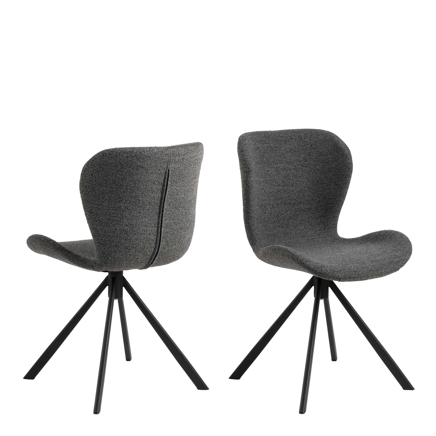 Set of 2 Acord Dark Grey Upholstered Swivel Dining Chairs