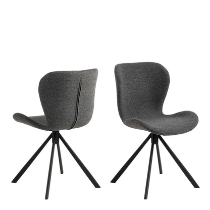 Set of 2 Acord Dark Grey Upholstered Swivel Dining Chairs