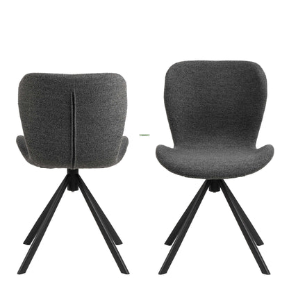 Set of 2 Acord Dark Grey Upholstered Swivel Dining Chairs