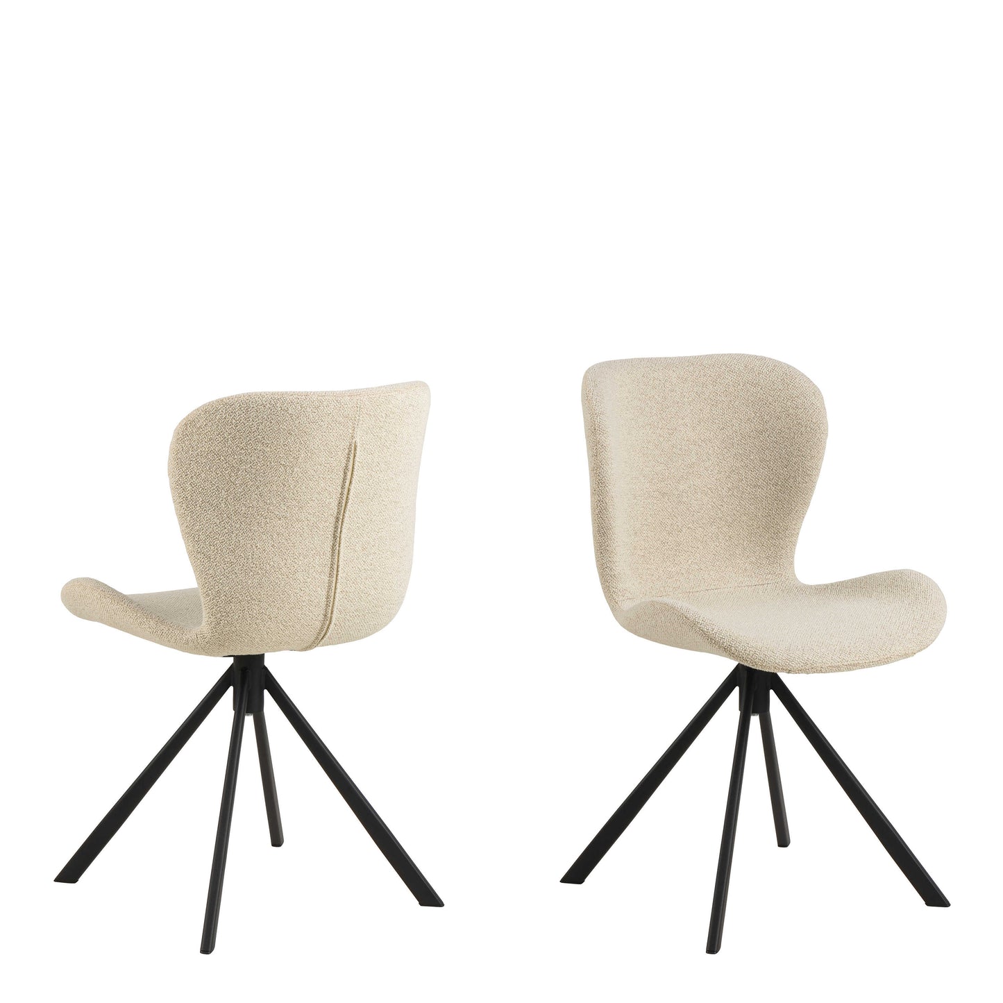 Set of 2 Acorn Upholstered Cream Swivel Dining Chairs