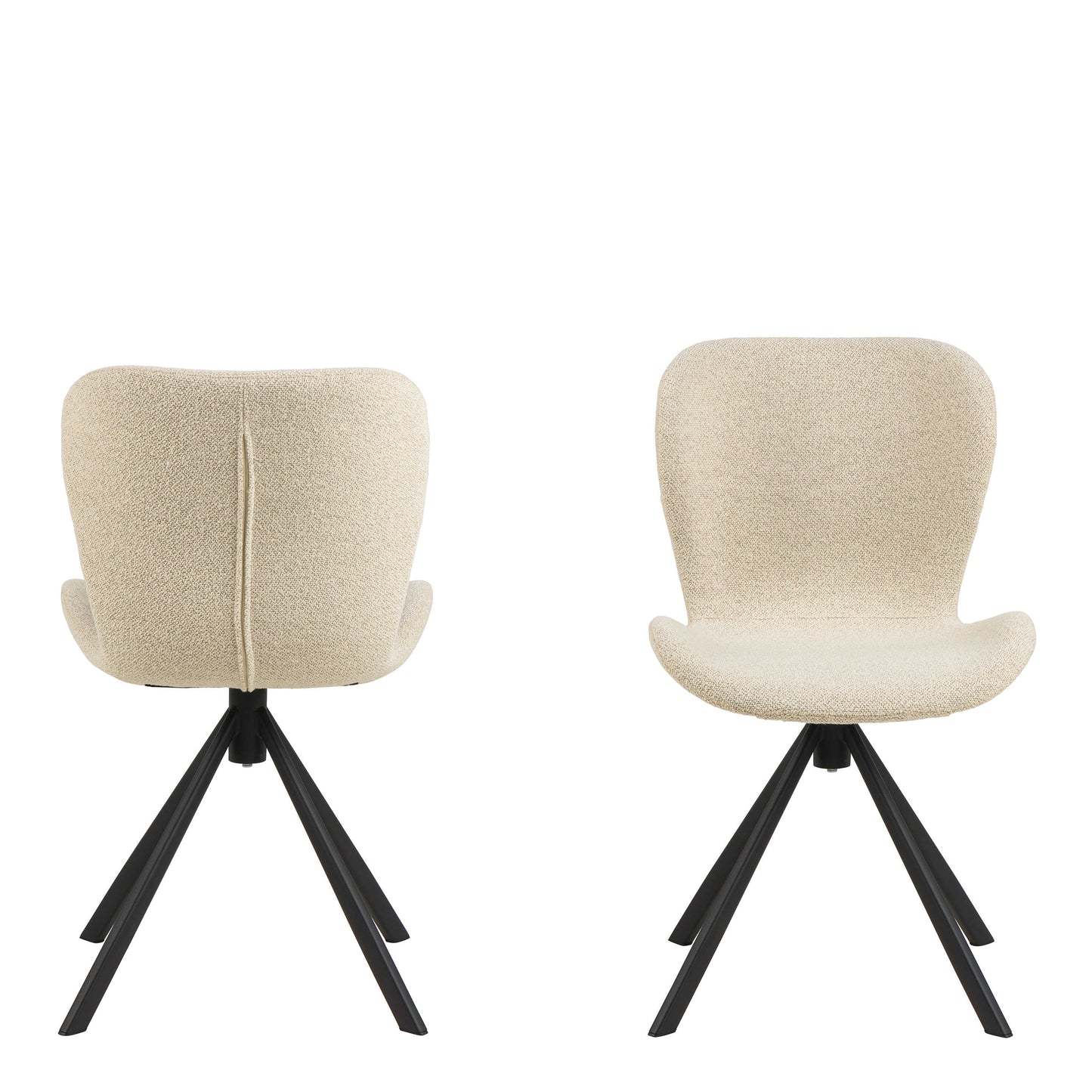Set of 2 Acorn Upholstered Cream Swivel Dining Chairs