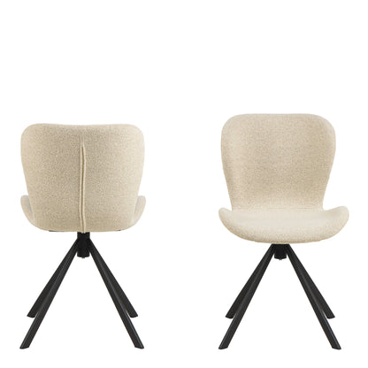 Set of 2 Acorn Upholstered Cream Swivel Dining Chairs