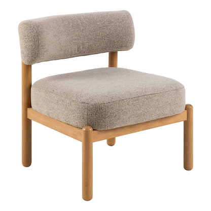 Nook Cream Boucle Lounge Chair Oak Wood Legs