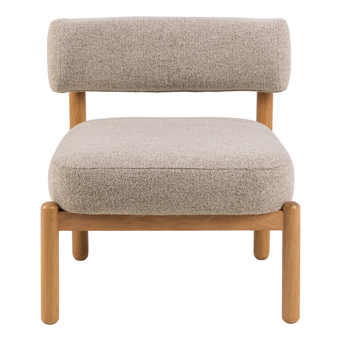 Nook Cream Boucle Lounge Chair Oak Wood Legs
