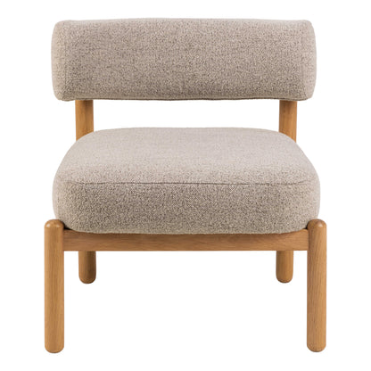 Nook Cream Boucle Lounge Chair Oak Wood Legs