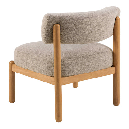 Nook Cream Boucle Lounge Chair Oak Wood Legs