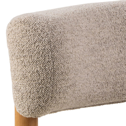 Nook Cream Boucle Lounge Chair Oak Wood Legs