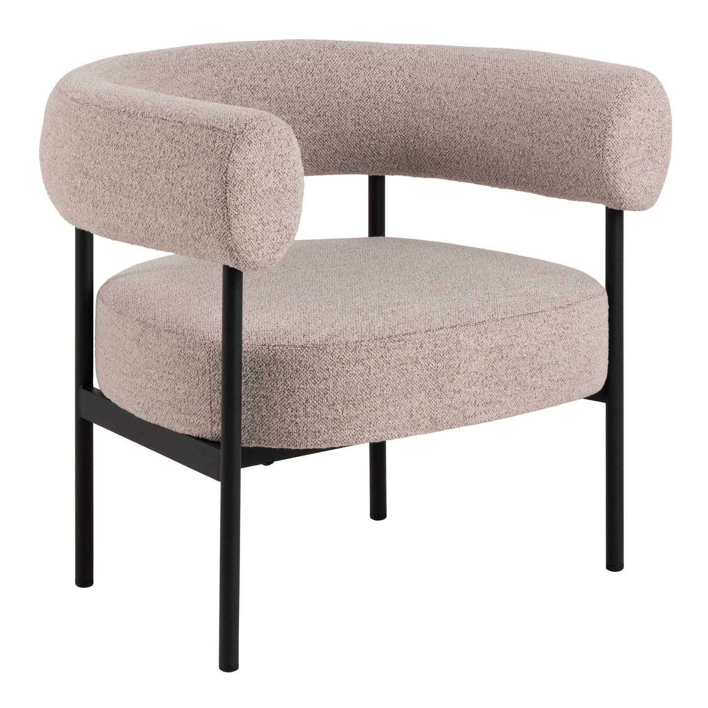 Ostrava Beige Boucle Lounge Chair Black Metal Legs