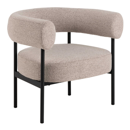 Ostrava Beige Boucle Lounge Chair Black Metal Legs