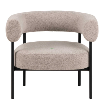 Ostrava Beige Boucle Lounge Chair Black Metal Legs