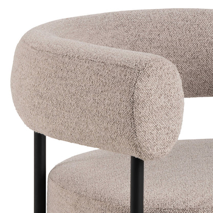 Ostrava Beige Boucle Lounge Chair Black Metal Legs