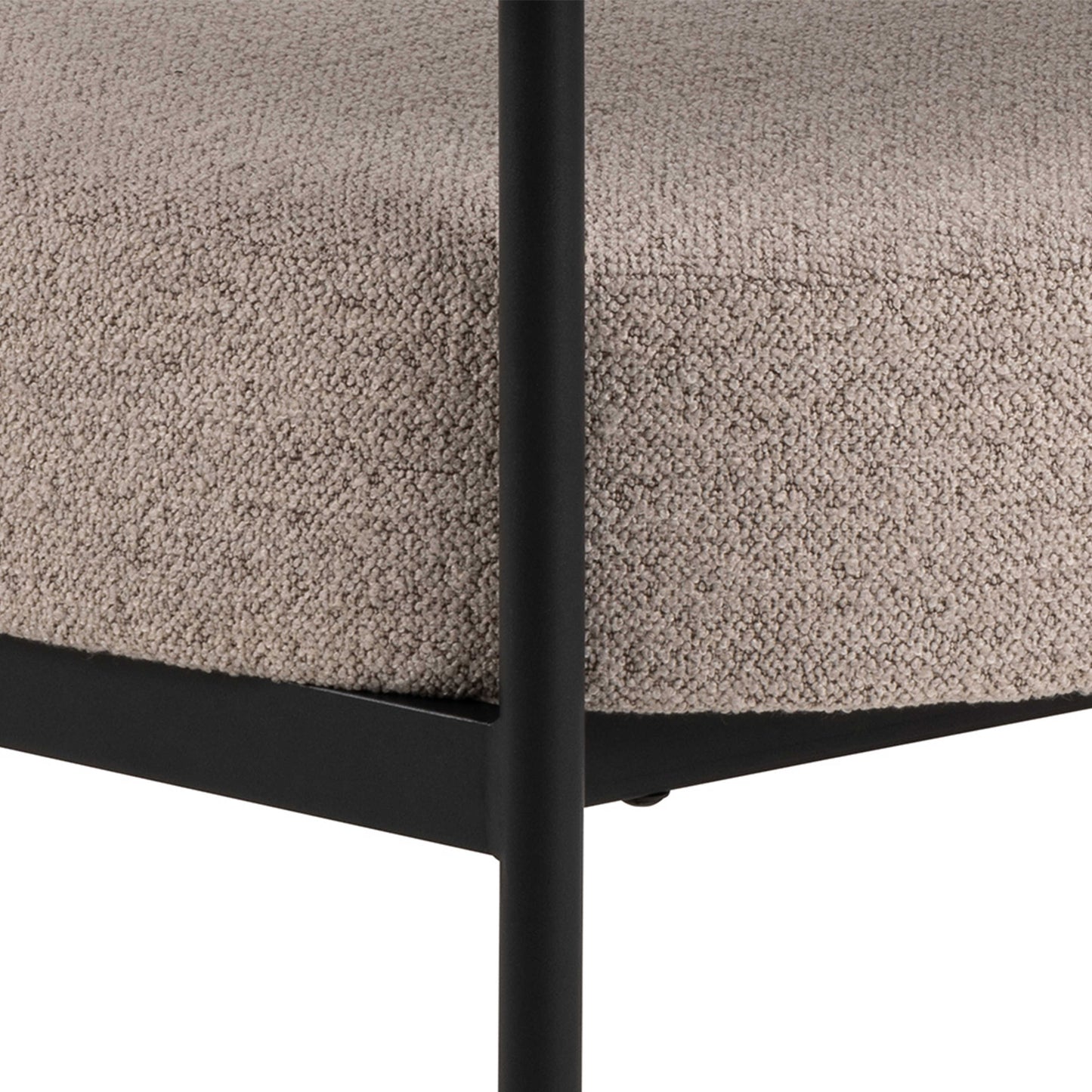 Ostrava Beige Boucle Lounge Chair Black Metal Legs