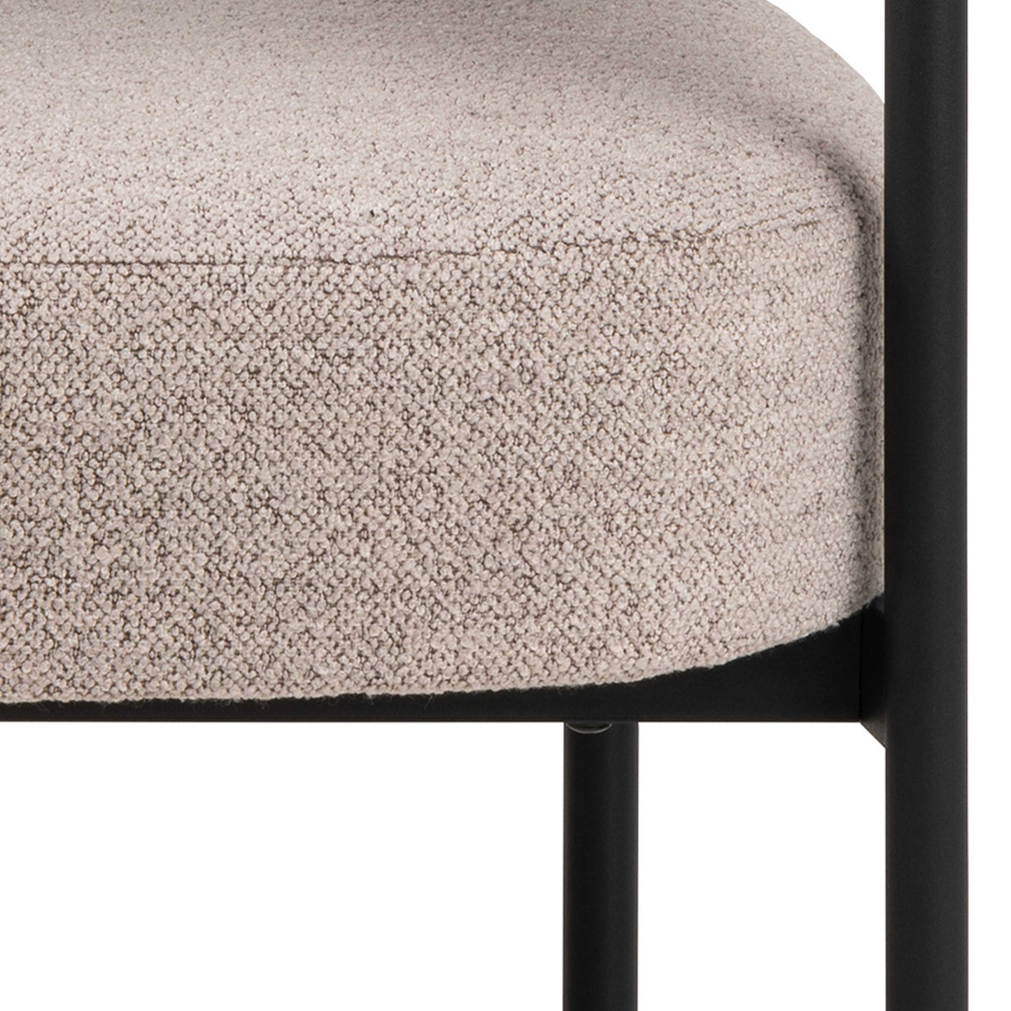 Ostrava Beige Boucle Lounge Chair Black Metal Legs