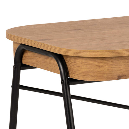 Mosswood Oak Wood and Black Metal Office Desk with 2 Drawers