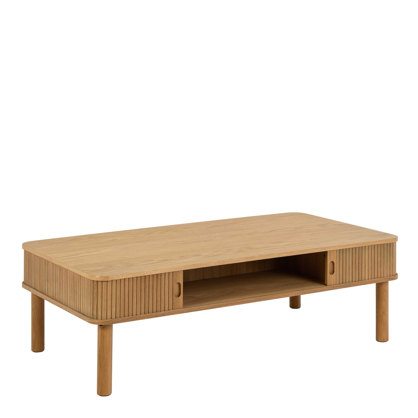 Copenhagen Natural Oak Wood Etched Coffee Table Tambour Door