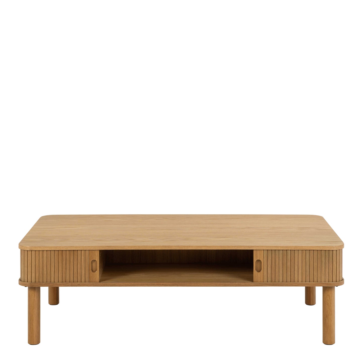 Copenhagen Natural Oak Wood Etched Coffee Table Tambour Door