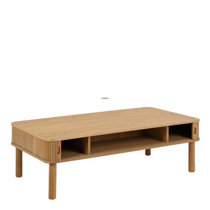 Copenhagen Natural Oak Wood Etched Coffee Table Tambour Door