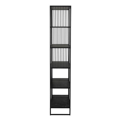 Porto Tall Modern Organic Black Metal Shelving Unit Stone Effect Shelves