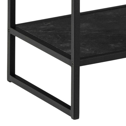 Porto Tall Modern Organic Black Metal Shelving Unit Stone Effect Shelves