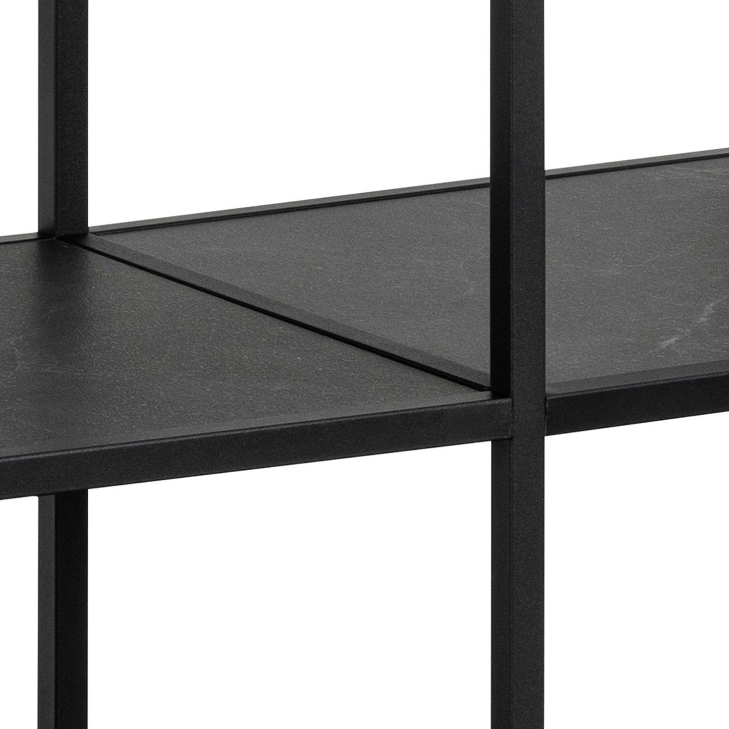 Porto Modern Black Metal Shelving Unit Stone Effect
