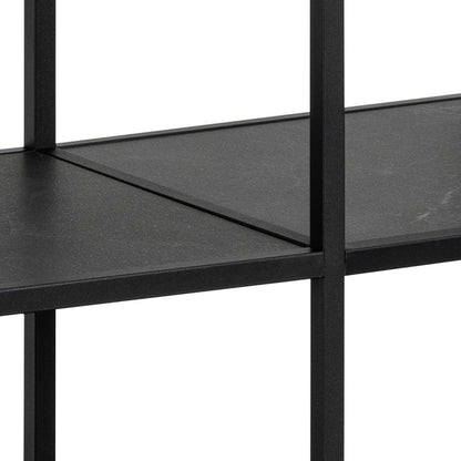 Porto Modern Black Metal Shelving Unit Stone Effect