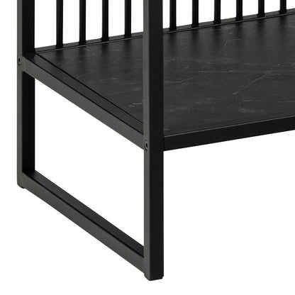 Porto Modern Black Metal Shelving Unit Stone Effect