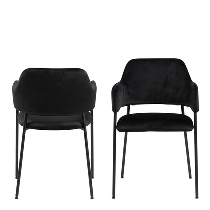 Set of 2 Haderslev Black Upholstered Dining Chair with Armrest