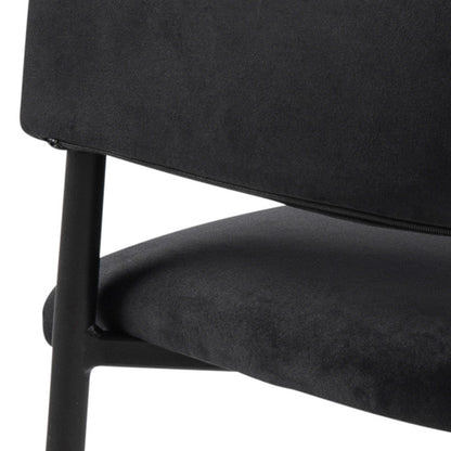 Set of 2 Haderslev Black Upholstered Dining Chair with Armrest