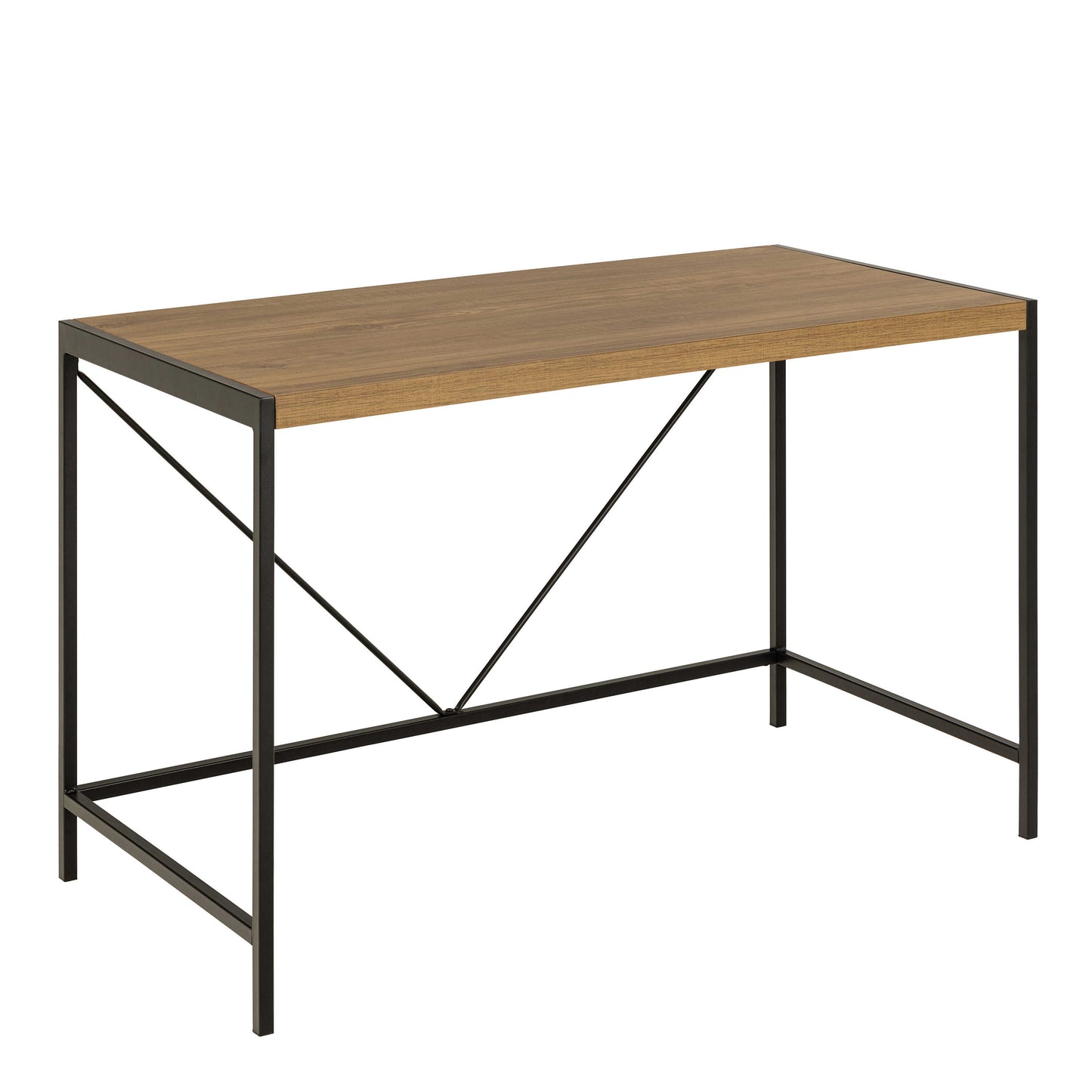Barbados Natural Oak Wood Office Desk Black Metal Base