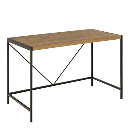 Barbados Natural Oak Wood Office Desk Black Metal Base