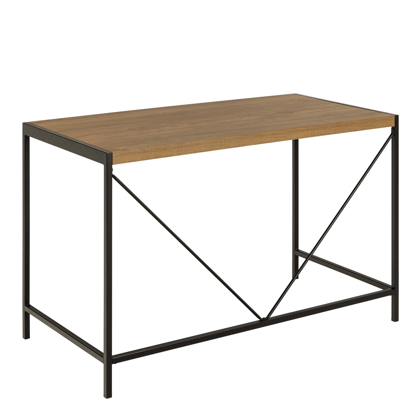 Barbados Natural Oak Wood Office Desk Black Metal Base