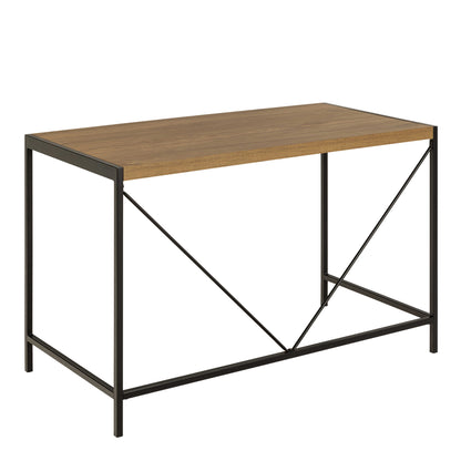 Barbados Natural Oak Wood Office Desk Black Metal Base