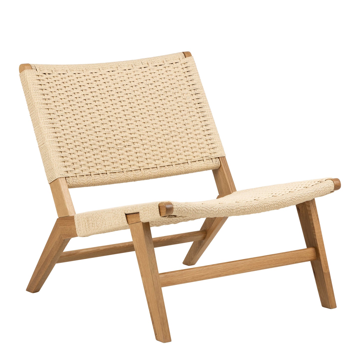 Wigletree Cream and Natural Oak Wood Lounge Chair
