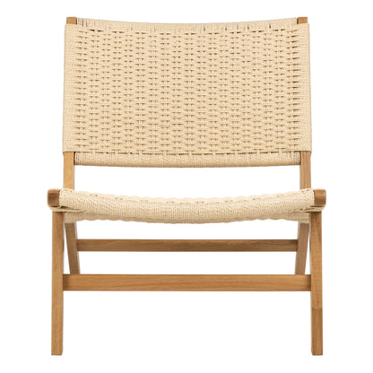 Wigletree Cream and Natural Oak Wood Lounge Chair