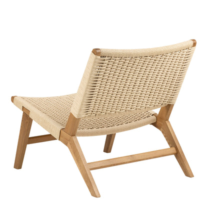 Wigletree Cream and Natural Oak Wood Lounge Chair