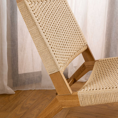 Wigletree Cream and Natural Oak Wood Lounge Chair