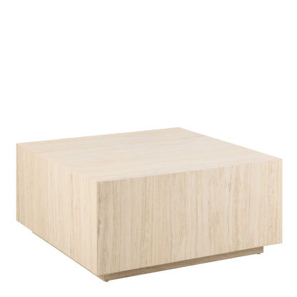 Munkebo Light Travertine Marble Square Coffee Table