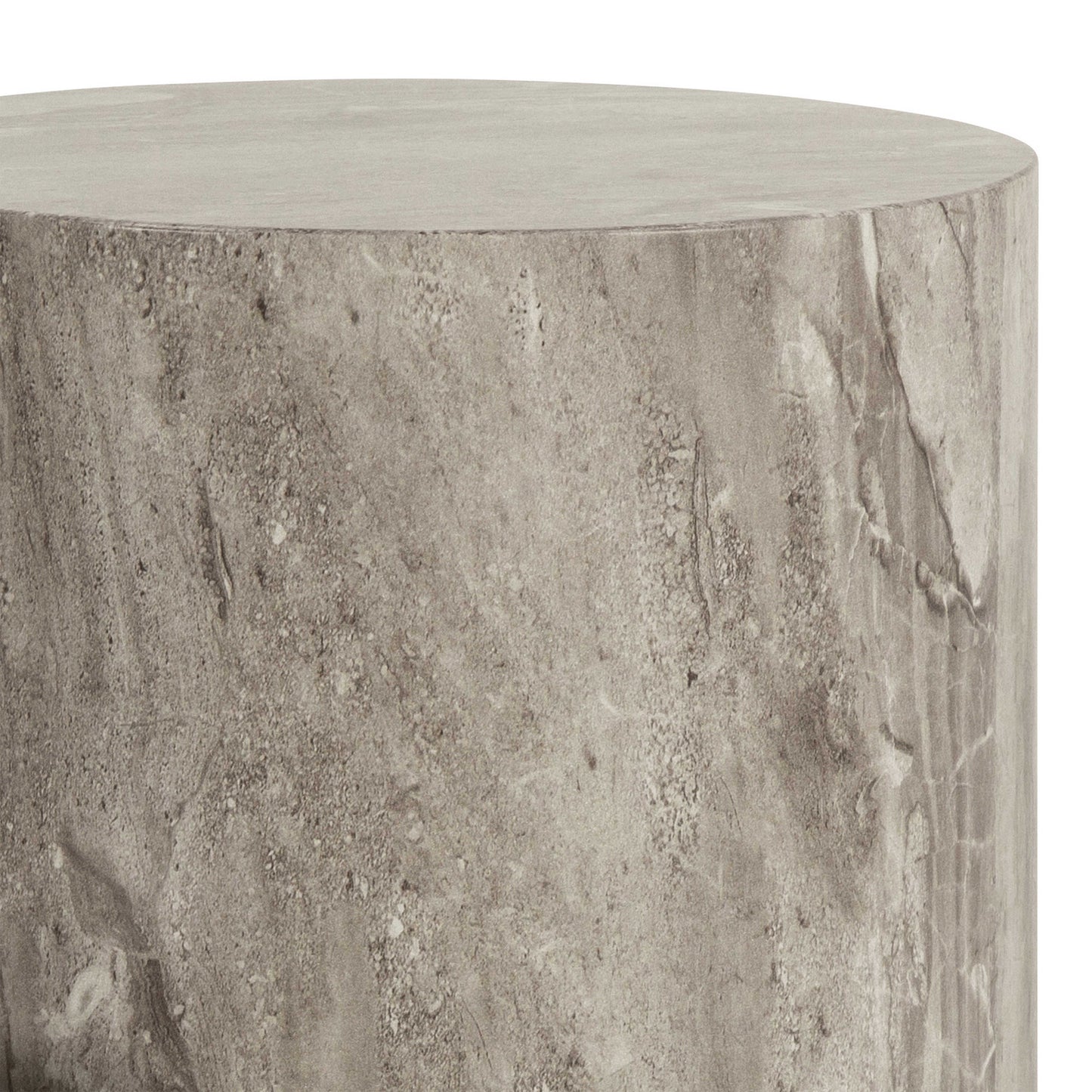 Set of 2 Lille Grey Marble Effect Round Pedestal Side Tables