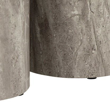 Set of 2 Lille Grey Marble Effect Round Pedestal Side Tables