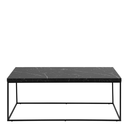 Hazelmere Black Marble Marquina Coffee Table Black Metal Legs