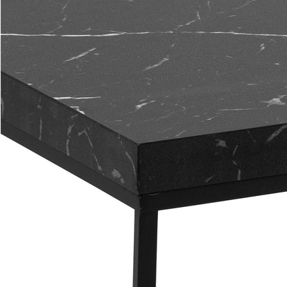 Hazelmere Black Marble Marquina Coffee Table Black Metal Legs